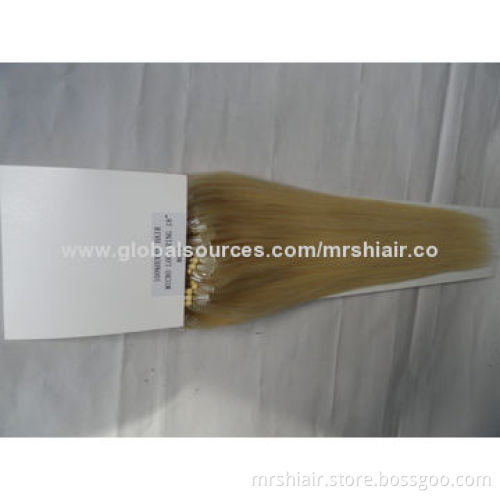 18-inch European Blond Silk Straight Micro Loop Ring Hair Extensions